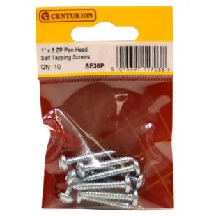 Pre Pack 1 x 8 ZP Pan Head Self Tapping Screws (Pack of 10) Ref SE36P