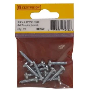 Pre Pack 3/4 x 8 ZP Pan Head Self Tapping Screws (Pack of 12) Ref SE35P