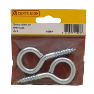Pre Pack 75 x 18mm ZP Steel Screw Eyes (Pack of 2) Ref HE58P