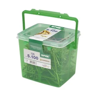 Spax Flat Pozi Screws 100mm x 5.0mm TUB 135no Zinc Yellow Passivated