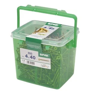 Spax Flat Pozi Screws 40mm x 4.0mm TUB 800no Zinc Yellow Passivated