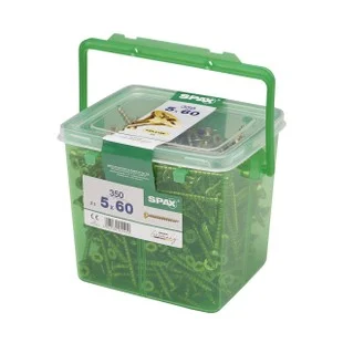 Spax Flat Pozi Screws 60mm x 5.0mm TUB 350no Zinc Yellow Passivated