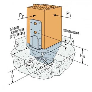 Post Base with Stand Off 89 x 89mm