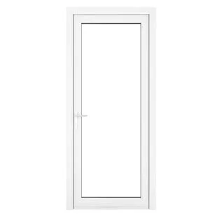 uPVC White Clear Single Door Full Glass Right hand Open In 840mm x 2090mm