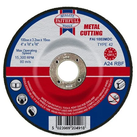 Metal Cutting Disc Dished 100 X 3.2 x 16mm Ref FAI1003MDC