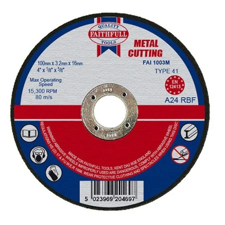 Metal Cutting Disc Flat 100 x 3.2 x 16mm Ref FAI1003M