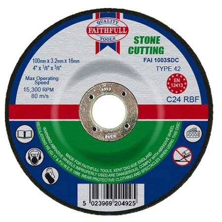 Stone Cutting Disc Dished 100 x 3.2 x 16mm Ref FAI1003SDC