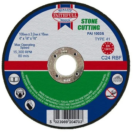 Stone Cutting Disc Flat 100 x 3.2 x 16mm Ref FAI1003S