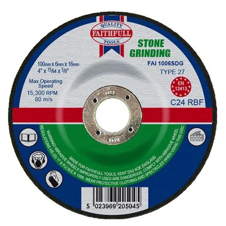 Stone Grinding Disc Dished 100 x 6.0 x 16mm Ref FAI1006SDG