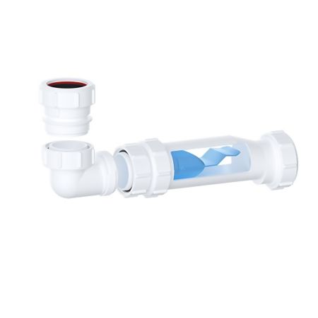 Viva 11/2 Self Sealing Waste Valve C/W 90 Degree & Straight Adaptors Ref WTSTC40 one size