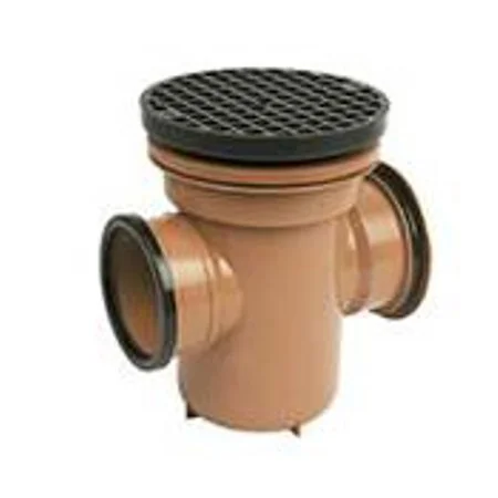 Floplast 110mm U/G Back inlet Bottle Gully c/w circular Grid