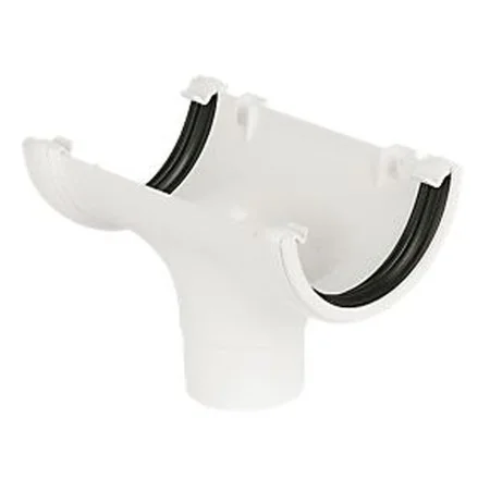 Floplast 112mm Half Round Gutter Running Outlet White REF RO1