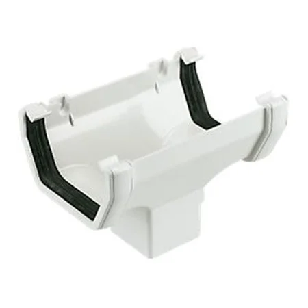 Floplast 114mm Square Gutter Running Outlet White REF ROS1