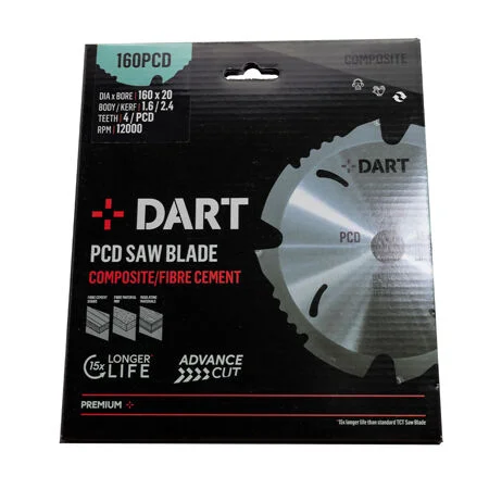 Dart PCD Fibre Cement Saw Blade 160Dmm x 20B x 4Z Ref PCD160204