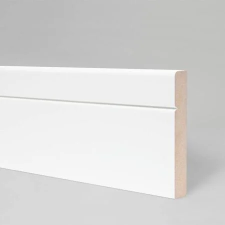 White Primed MDF 18 mm x 119 mm Rounded One Edge V Grooved