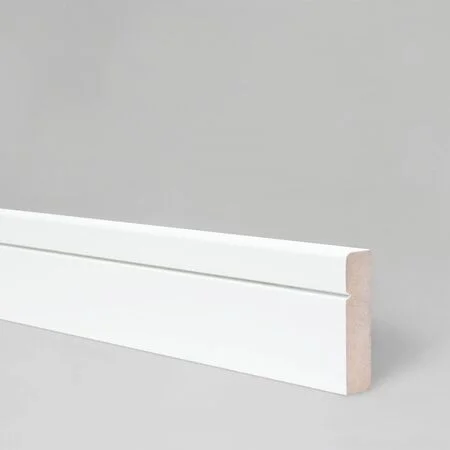 White Primed MDF 18mm x 68mm Rounded One Edge V Grooved