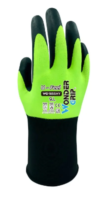 Wonder Grip U-Feel Glove Hi Viz Yellow (Size 9 / Large) Ref WG-1855HY