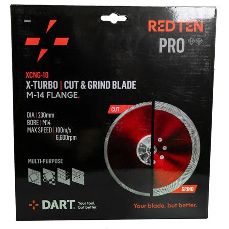 Dart Red Ten X Turbo Cut & Grind Diamond Blade 230mm x M14 Ref DB0610