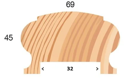 Redwood 50x75 Cottage Loaf Handrail 32mm