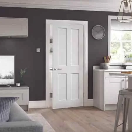 White Moulded Textured 4 Panel 78 x 27 FD30