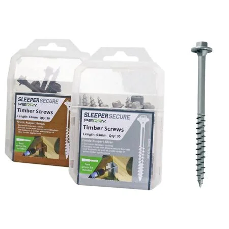 Perry 63mm No.4729/PP Silver Sleeper Secure Sleeper Screws - Hex Head