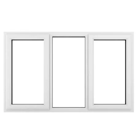 uPVC Window White Left and Right Hand Side Hung Fixed Center 1770mm x 1115mm Clear Glazing