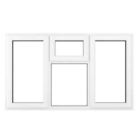 uPVC Window White Left and Right Hand Side Hung Top Opener Over a Fixed Light Centre 1770mm x 1115mm Clear Glazing