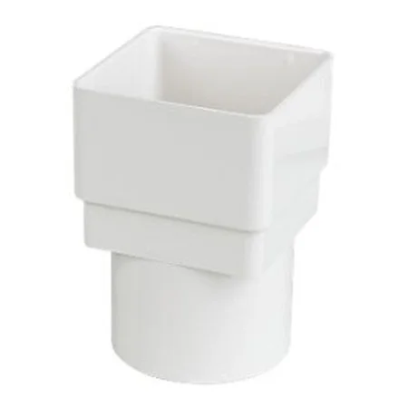 Floplast 65mm Square To Round Downpipe Adaptor White REF RDS2