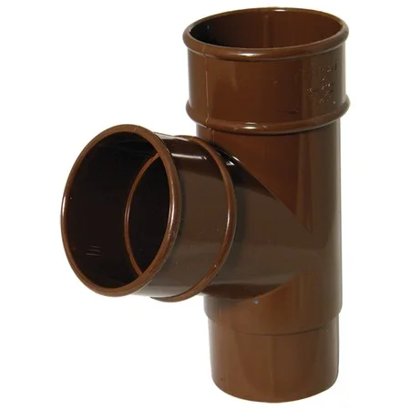 Floplast 68mm x 112.5 Deg Round Downpipe Branch Brown.