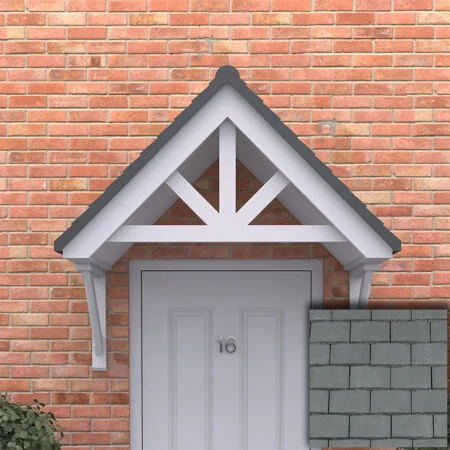 Bakewell Spoked Tile Effect Door Canopy - Grey