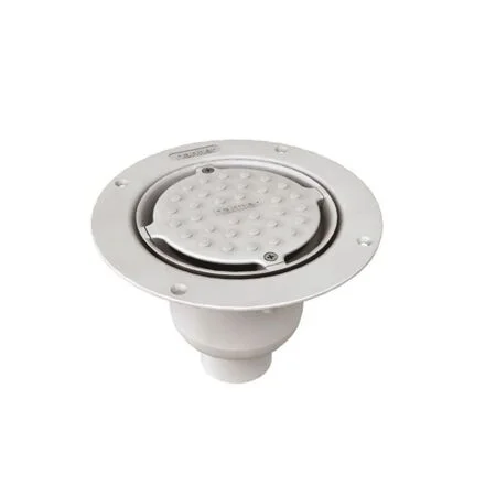 Harmer ABS Vertical Shower Drain White Pebble Cap - Vinyl Floor