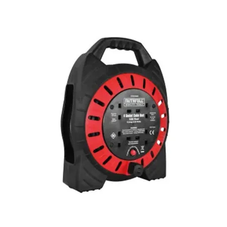 Faithfull Enclosed Cable Reel 10M 13A 240V 4 Socket