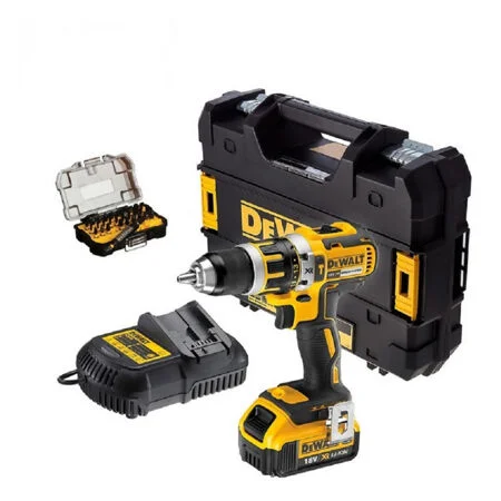 DeWALT DCD796M1A XR Brushless Combi Drill 1 x 4.0Ah Lithium-Ion Battery With Impact Bit 32pce Set 18V