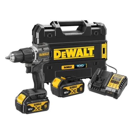 Dewalt 18V 100 Year Black Combination Drill Inc. 2 5AH Batteries, Charger & Case Ref DEWDCD100P2