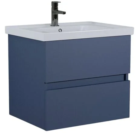 Duet 60Cm Wall Hung Vanity Set 1Th 2 Drawers Dark Blue