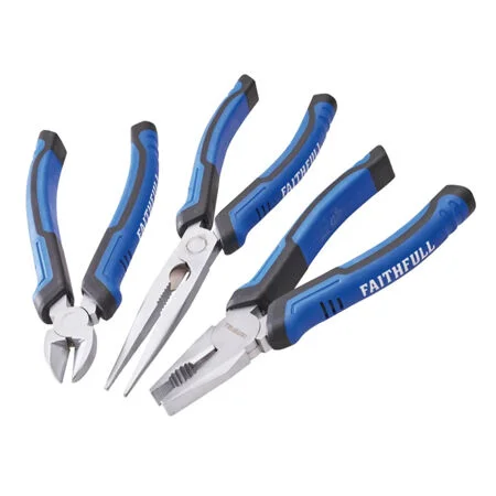 Faithfull 3 Piece Plier Set (Long Nose, Side Cutters & Combination)