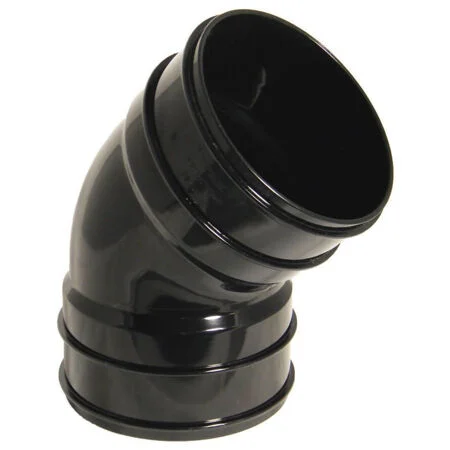 Floplast Soil Solvent Bend Double Socket Black 110mm x 135 Deg