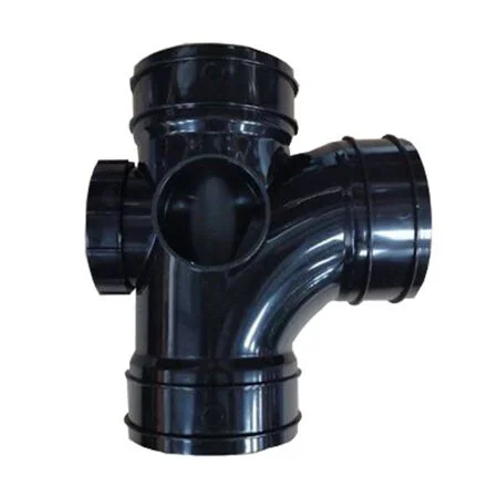 Floplast Soil Solvent Triple Socket Access Branch Black 110mm x 92.5 Deg