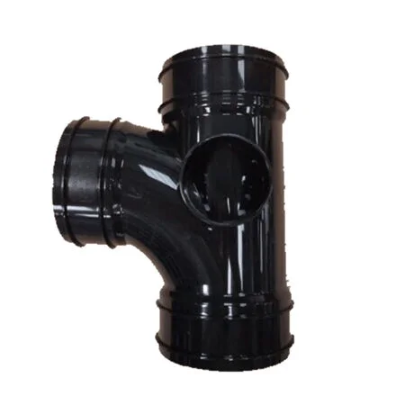 Floplast Soil Solvent Triple Socket Branch Black 110mm x 92.5 Deg
