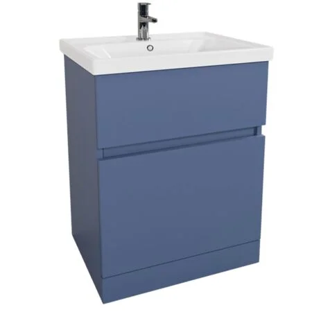 Indie 60Cm Floor Standing Vanity Set 1Th 2 Drawers Dark Blue