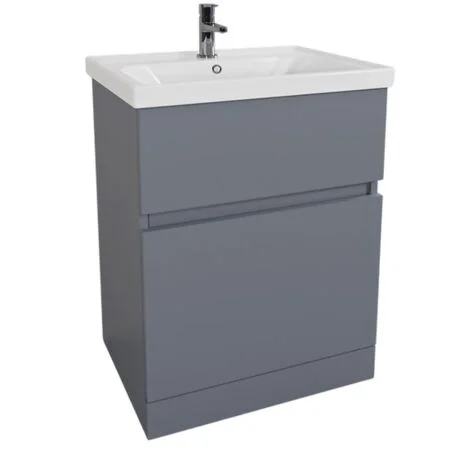Indie 60Cm Floor Standing Vanity Set 1Th 2 Drawers Matt Grey