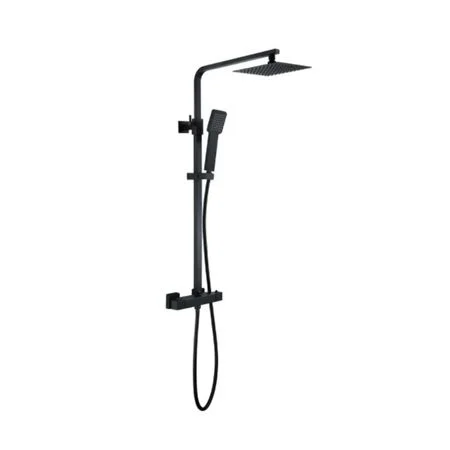 Matrix Square *BLACK* Thermostatic Shower c/w Riser & Drench Head