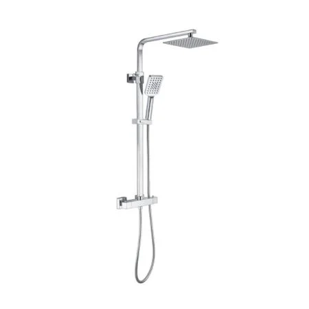 Matrix Square Chrome Thermostatic Shower c/w Riser & Drench Head