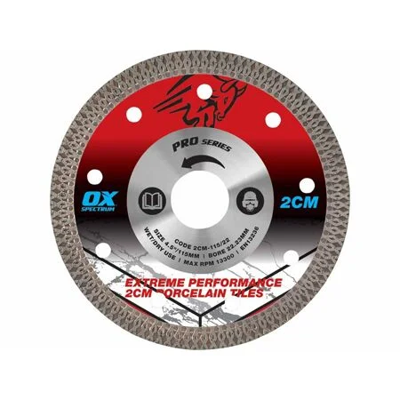 OX PRO 115mm Porcelain 2cm Diamond Cutting Blade 22mm Bore Ref 2CM-115/22