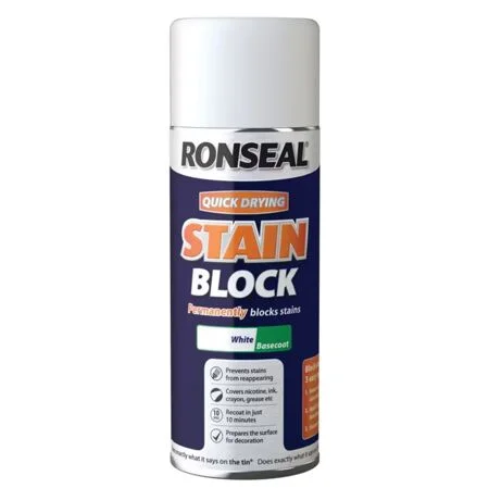 Ronseal One Coat Stain Block White Paint Matt 400ml Aerosol Spray