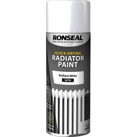 Ronseal Stays White Radiator Paint Brilliant White Gloss 400ml Aersol Spray