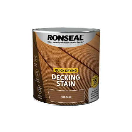 Ronseal Quick Drying Decking Stain Rich Teak 2.5Ltr