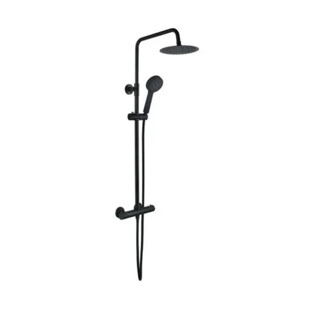 Soho Round *BLACK* Thermostatic Shower c/w Riser & Drench Head