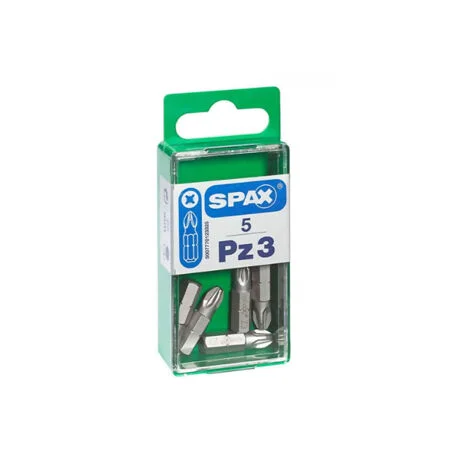 Spax Screwdriver Bits PZ3 x 25mm Retail Pack Of 5no