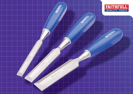 Faithfull 3 Piece Blue Chisel Set Ref XMS25CHISEL3